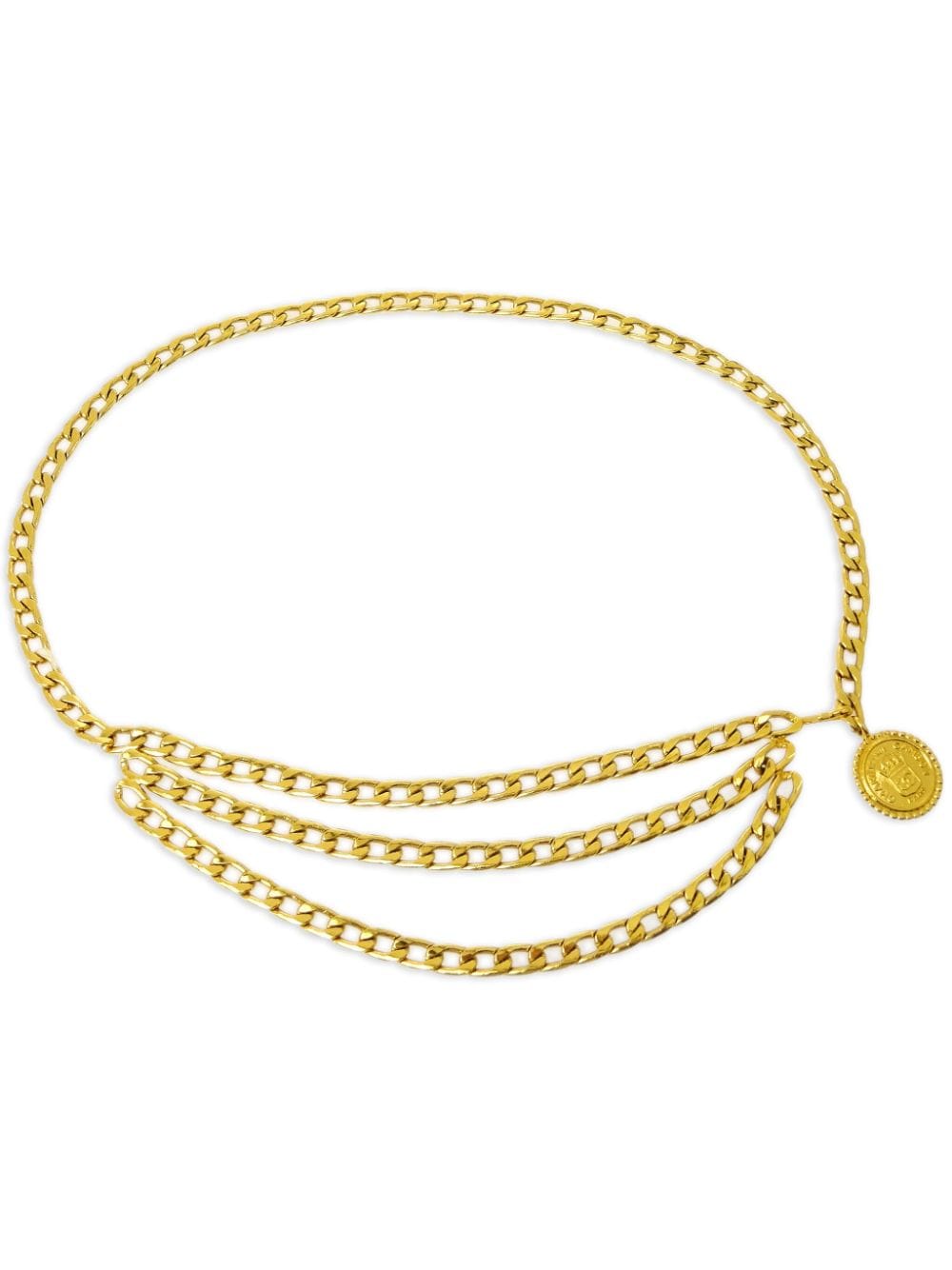 Pre-owned Chanel 1990-2000 Cambon Coin Chain Belt In Gold