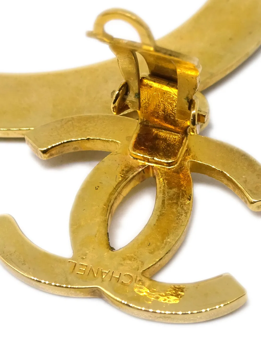 Pre-owned Chanel 1990-2000s Cc Dangle Earrings In Gold