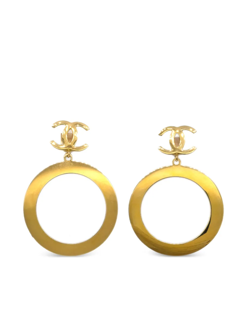 Pre-owned Chanel 1990-2000s Cc Dangle Earrings In Gold