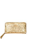 Isla crocodile-embossed leather wallet - Gold