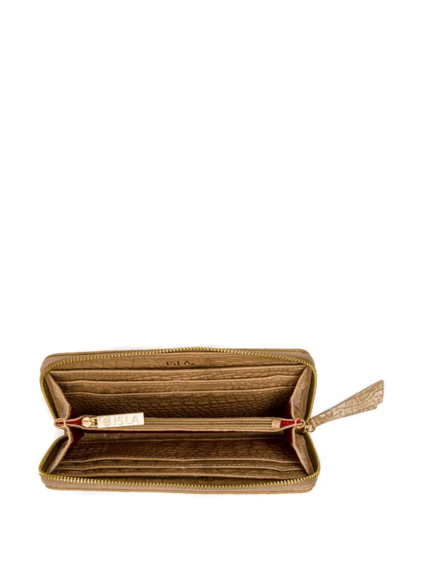 Isla crocodile-embossed Leather Wallet Neutrals FARFETCH IN