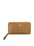 Isla crocodile-embossed leather wallet - Neutrals