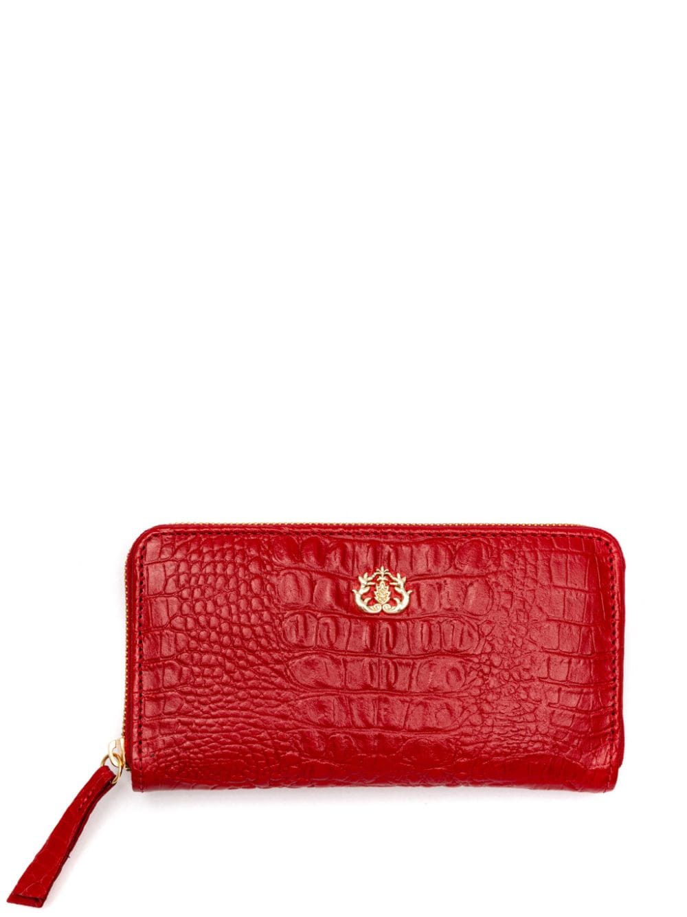 Shop Isla Crocodile-embossed Leather Wallet In Red