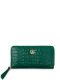 Isla crocodile-embossed leather wallet - Green