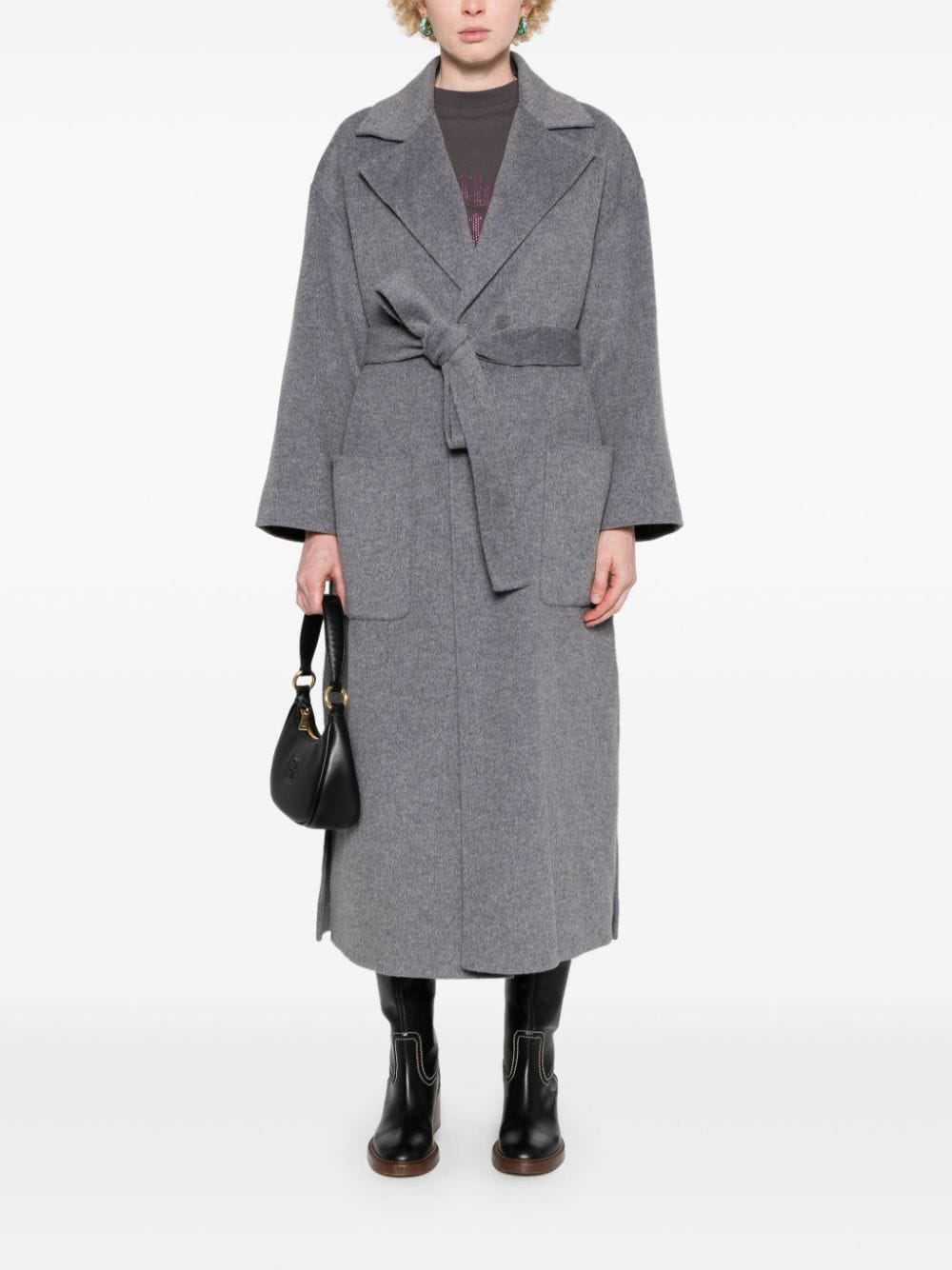 Shop Maje Double-breasted Coat In Grey