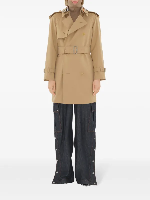 BURBERRY｜COATS (Checked Trench Coat (8094940)) Burberry Vintage Check Cotton Trench Coat | Neutrals | FARFETCH