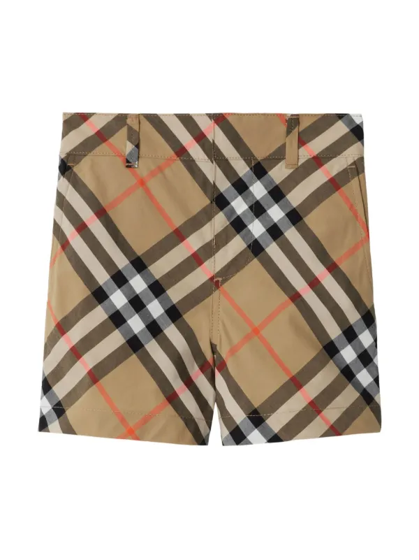 Burberry Kids Check Cotton Shorts Neutrals FARFETCH AU