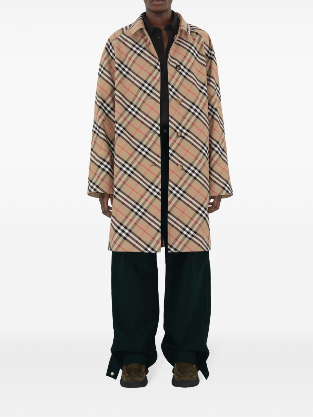 Cheap Burberry check-pattern reversible trench coat Men