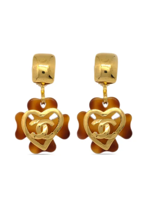 Boucles d'oreilles trèfle à logo CC (1995) - CHANEL Pre-Owned - Modalova