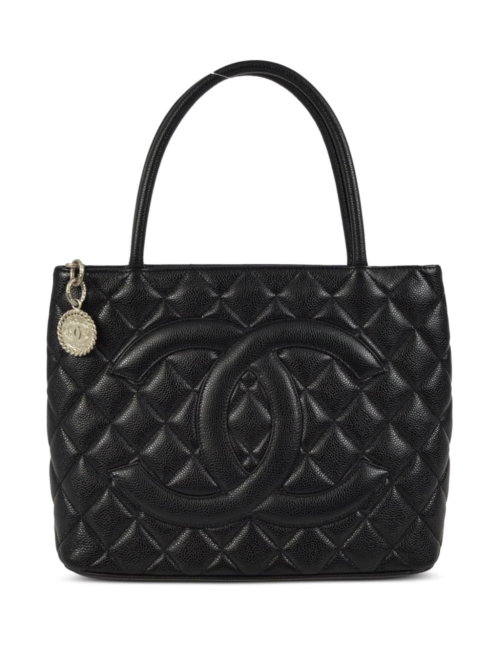 Pre-owned Chanel 2002 Medallion Tote Bag In Black