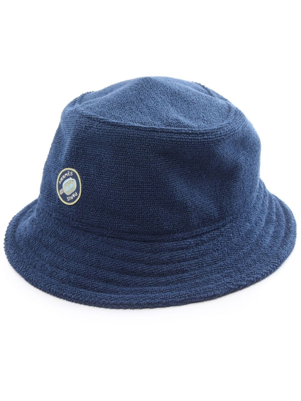 Pre-owned Hermes 2020s Harper Cotton Terry-cloth Bucket Hat In Blue