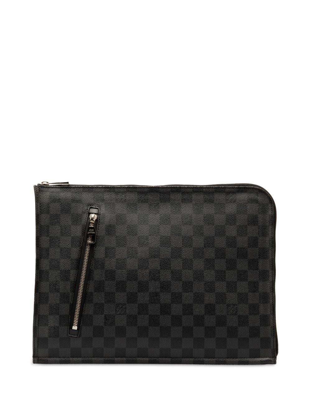 Pre-owned Louis Vuitton 2014 Damier Graphite Poche-documents Portfolio Clutch Bag In Black