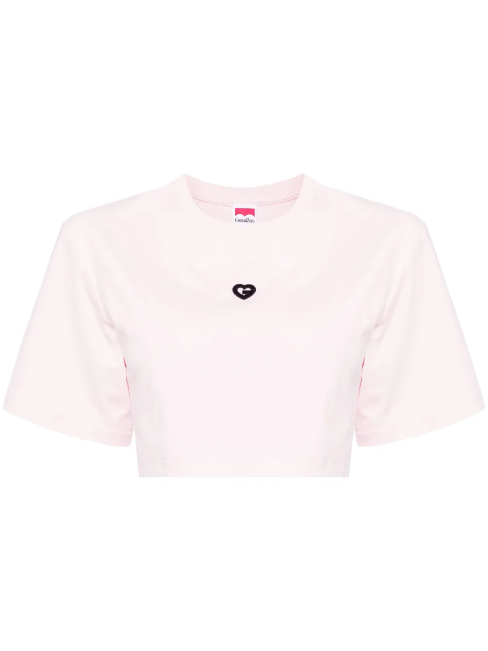 Shop Ground Zero Logo-embroidered Cropped T-shirt In Pink