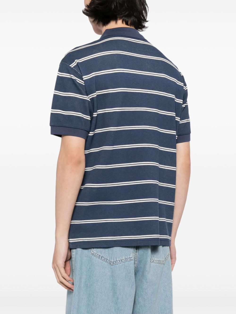 Shop Chocoolate Striped Cotton Polo Shirt In Blue