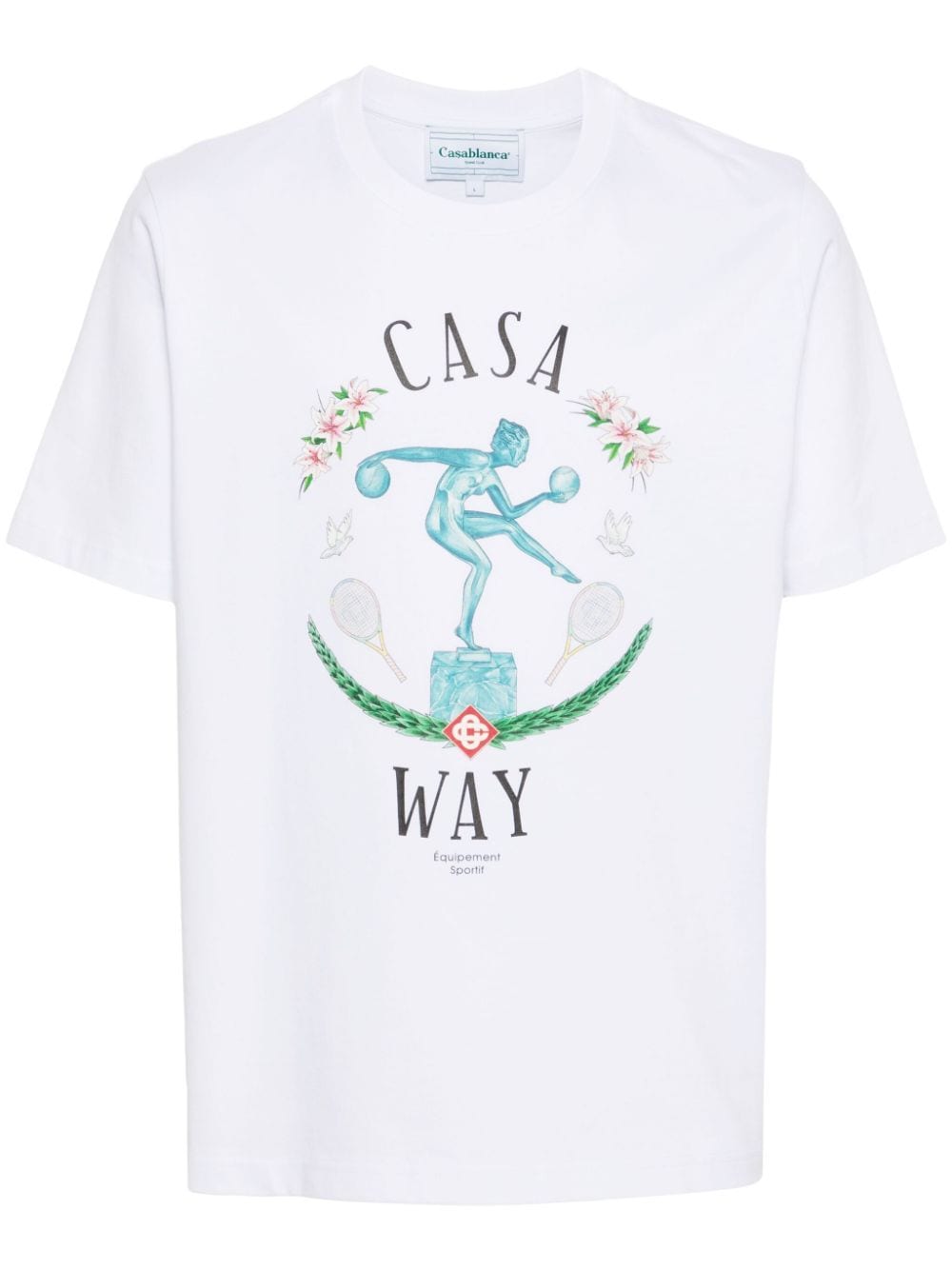 Casablanca Statue En Marbre-print T-shirt In White