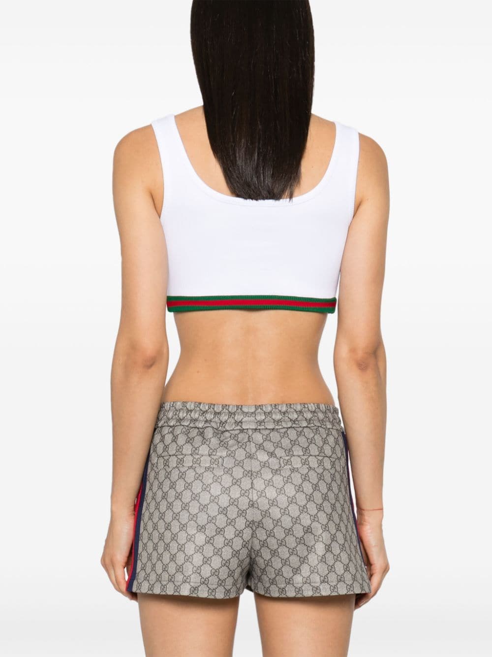 Shop Gucci Web-detail Ribbed Crop Top In White