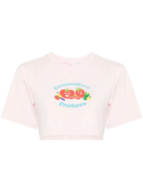 Ground Zero Vegatables-print cropped T-shirt