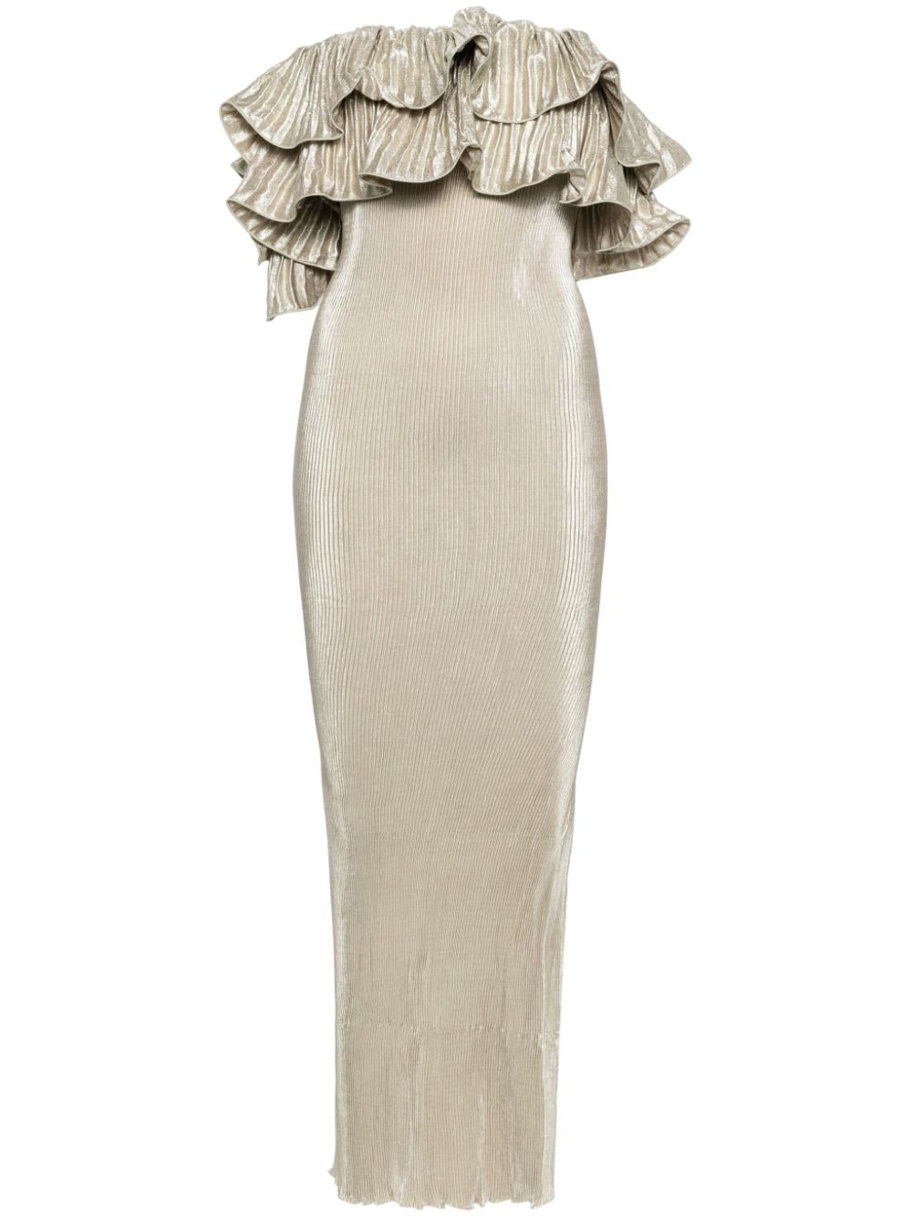 L'idée Premiere Gown Pleated Dress In Neutral