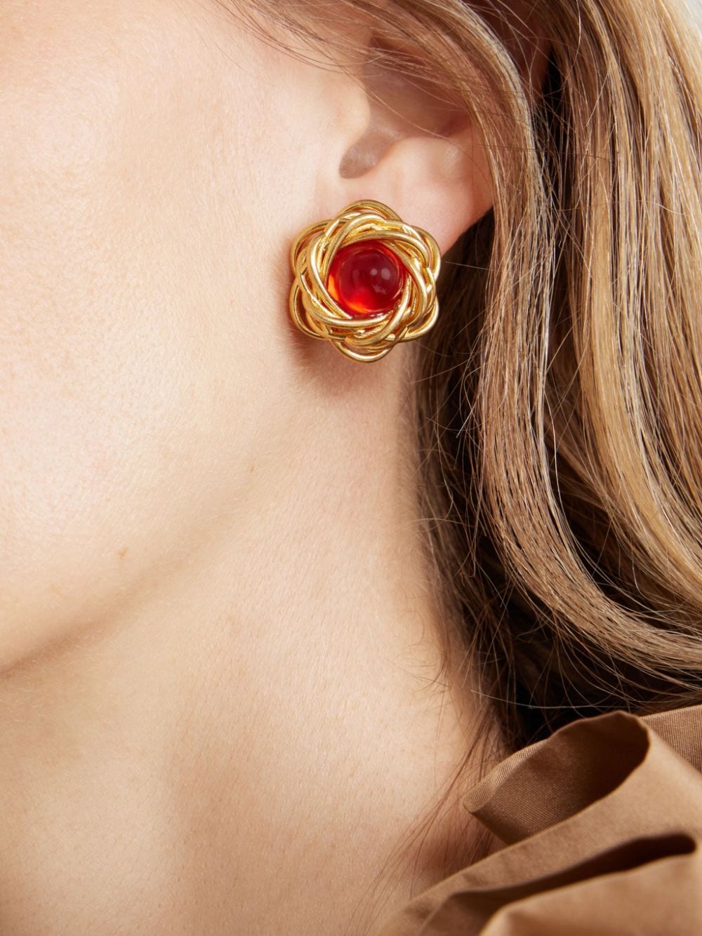 Shop Patou Nest Earrings In Gold