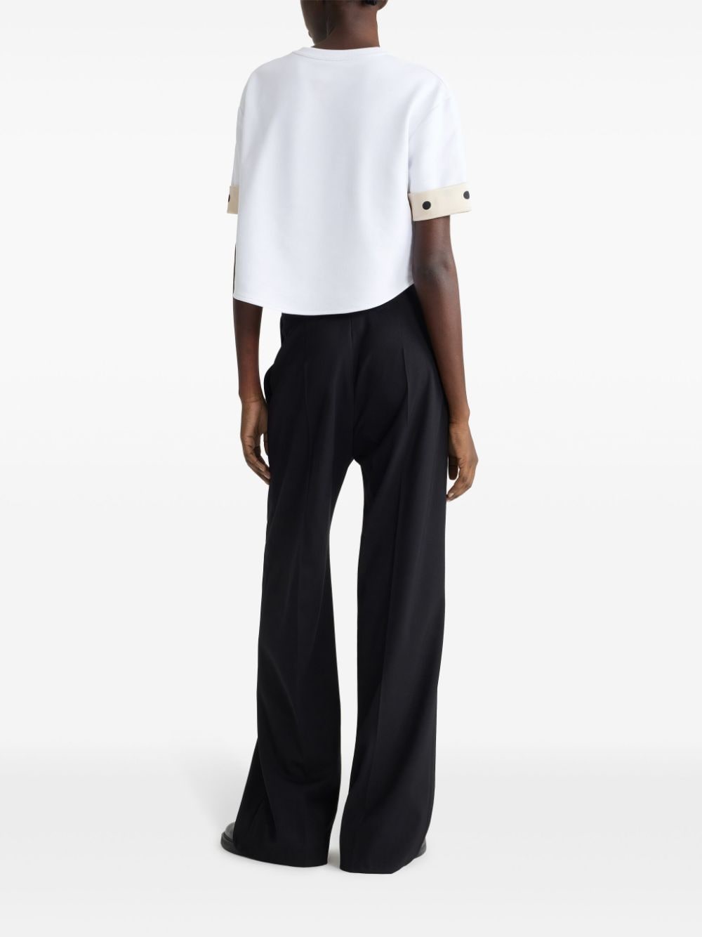 Shop Patou Silk-cuff Cropped T-shirt In White