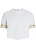 Patou silk-cuff cropped T-shirt - White