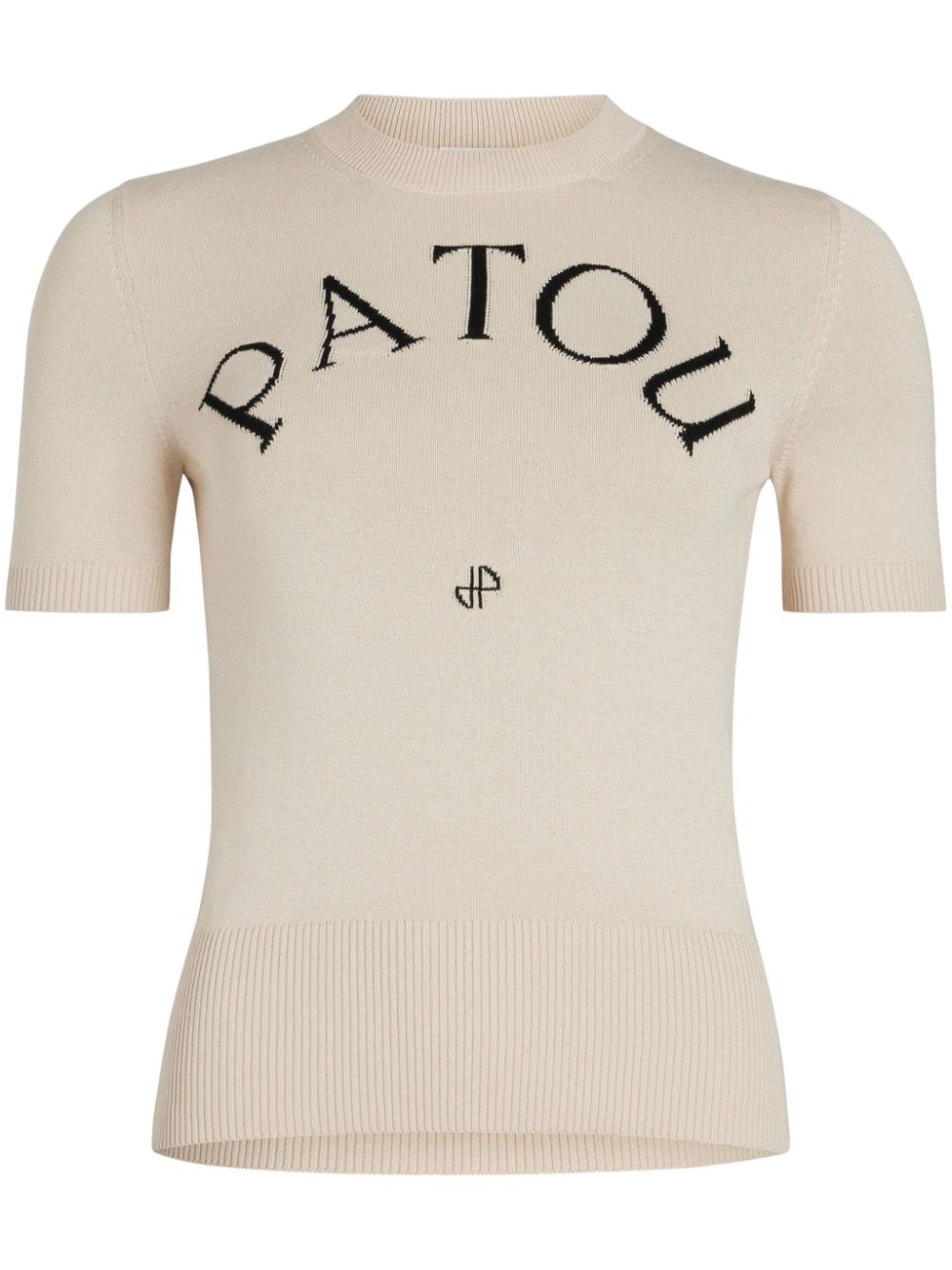 logo-jacquard knitted top