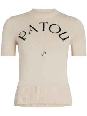 【超美品・レアXL】本家サイト購入　PATOU 半袖ニット ベージュ ロゴ入り 超美品・レアXL】本家サイト購入 PATOU 半袖ニット ベージュ