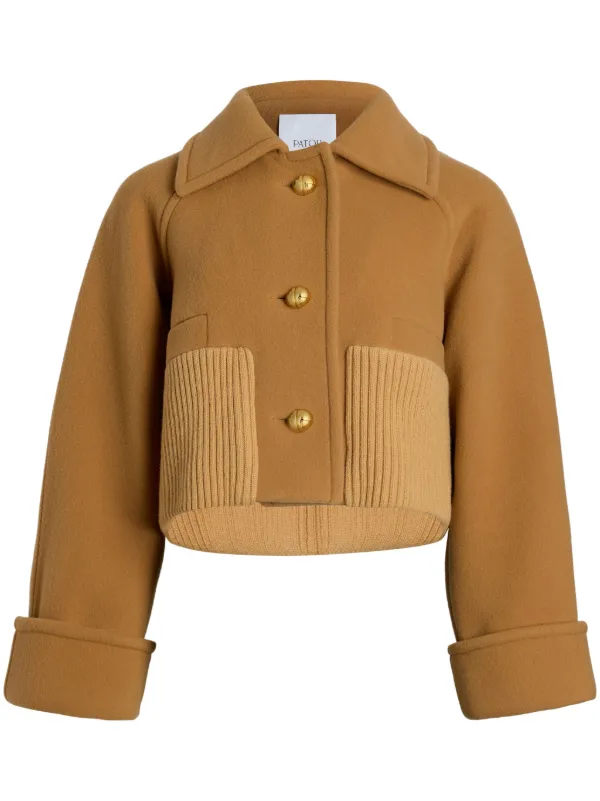 Patou リブウエスト クロップドコート | ブラウン | FARFETCH JP
