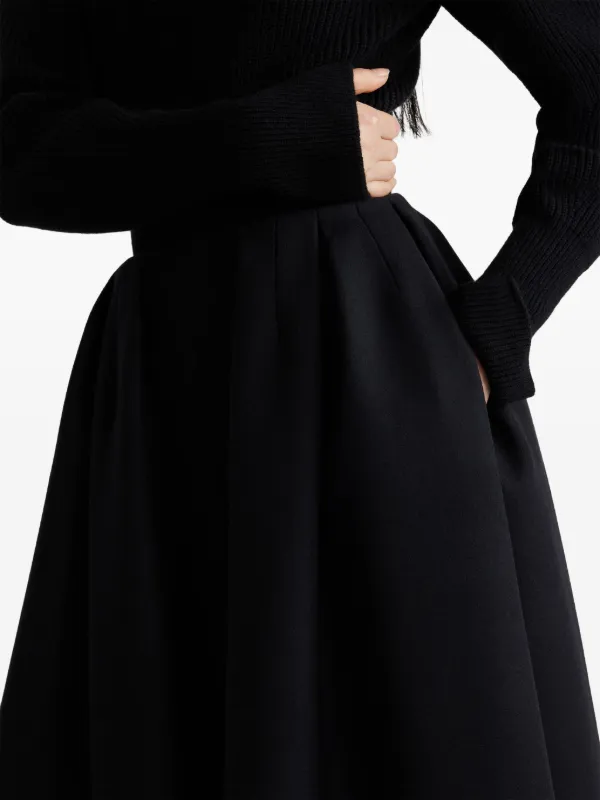 Patou Pleated Midi Skirt | Black | FARFETCH