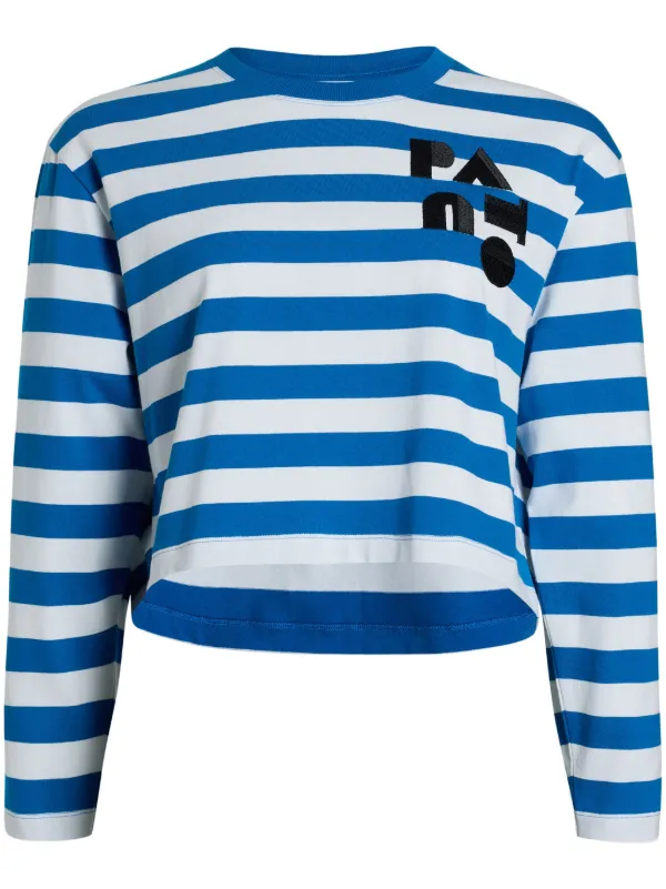 PATOU ストライプクロップドコットンTシャツ