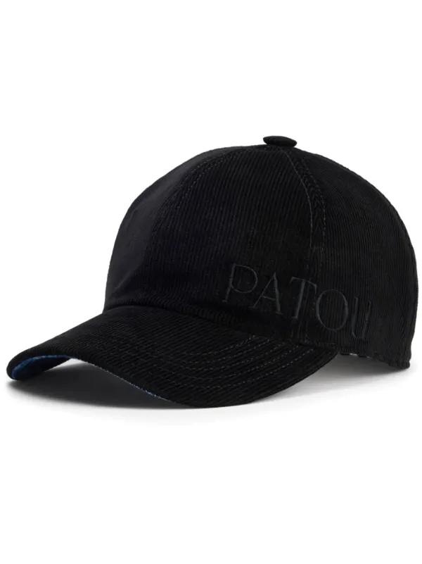 PATOU コットン キャップ 黒 PATOU パトゥ ブラック キャップ XS / S ロゴ タグ付き Patou