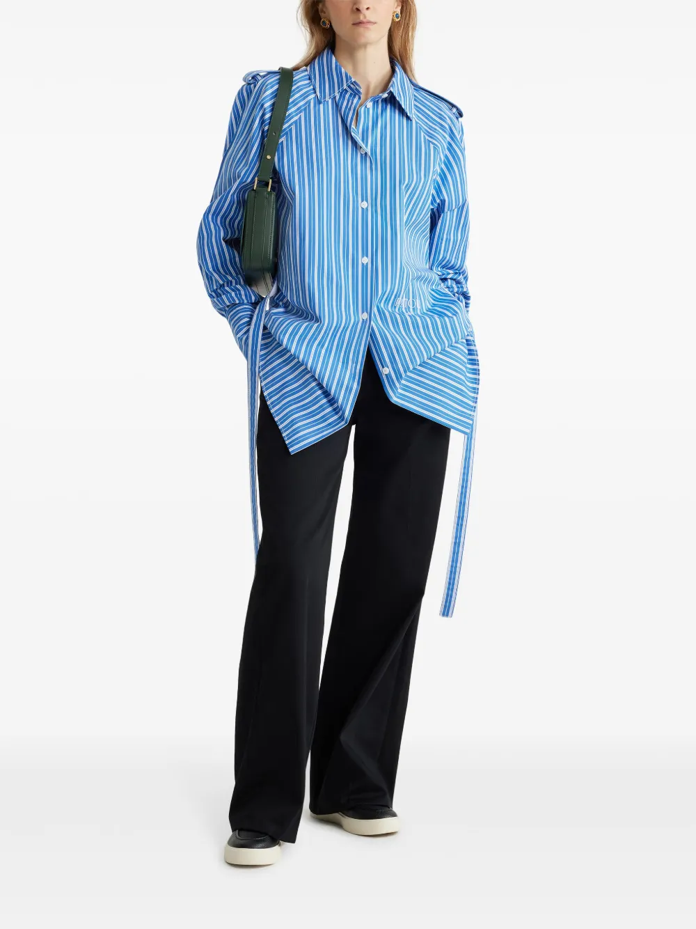 Patou Gestreepte wollen blousejurk - Blauw