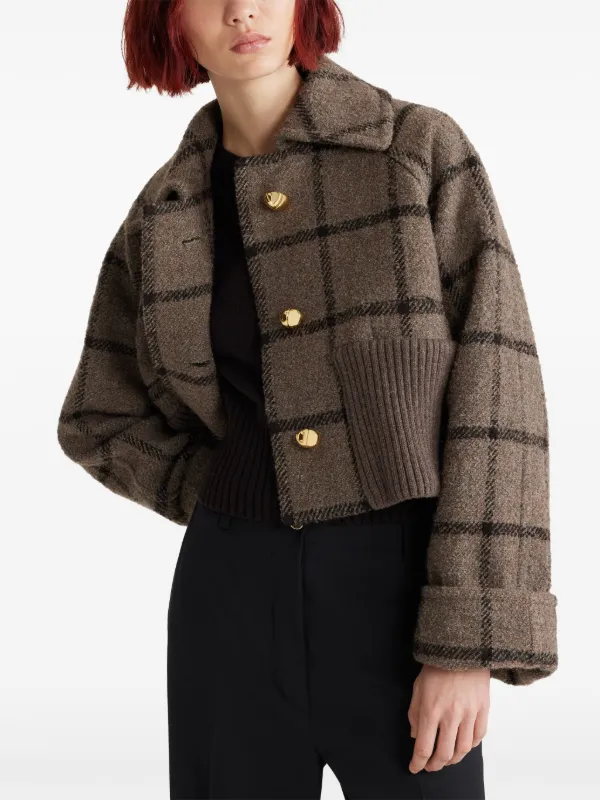 PATOU ウール＆カシミアブレンド リブウエスト クロップドコート