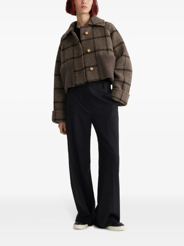 PATOU ウール＆カシミアブレンド リブウエスト クロップドコート