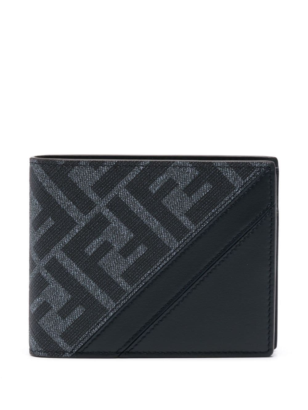 Fendi Diagonal Leather Wallet In Blue