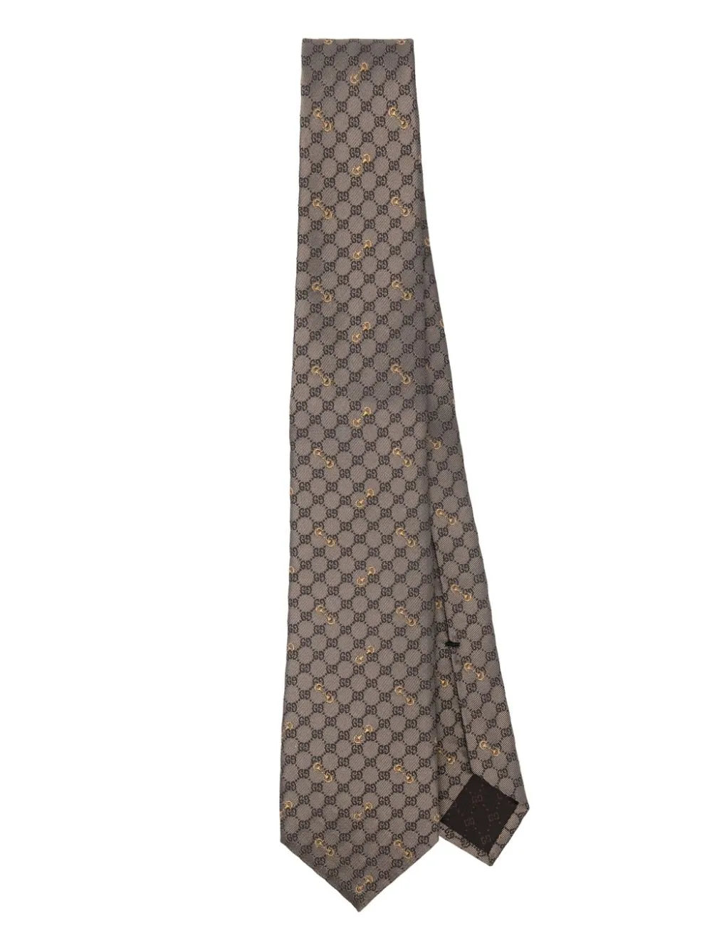Gucci Gg Jacquard Silk Tie In Brown