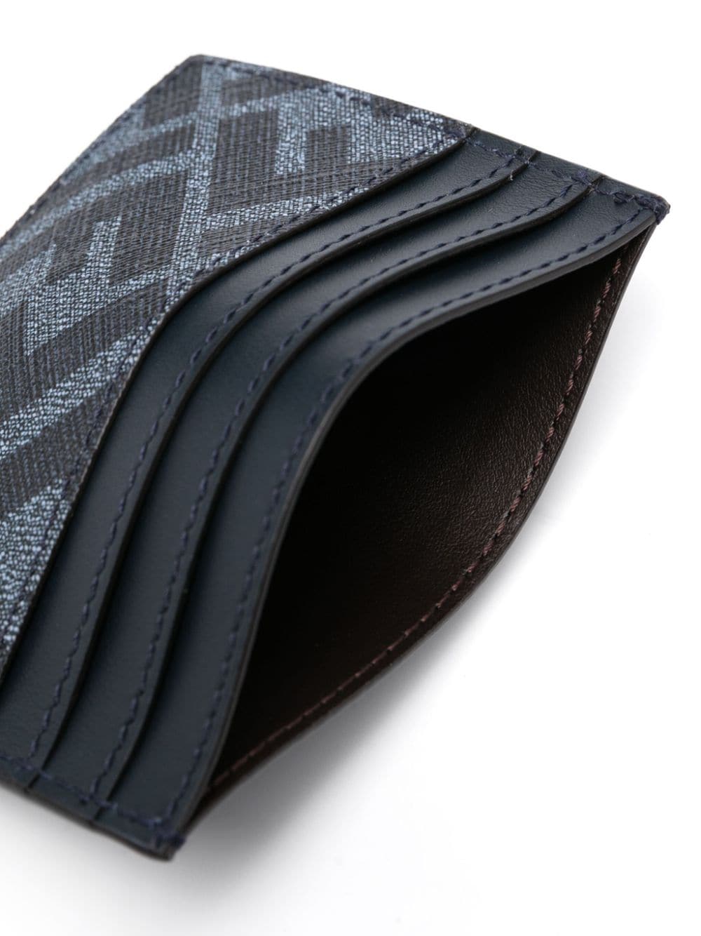 Shop Fendi Diagonal Leather Card Holder In Blue