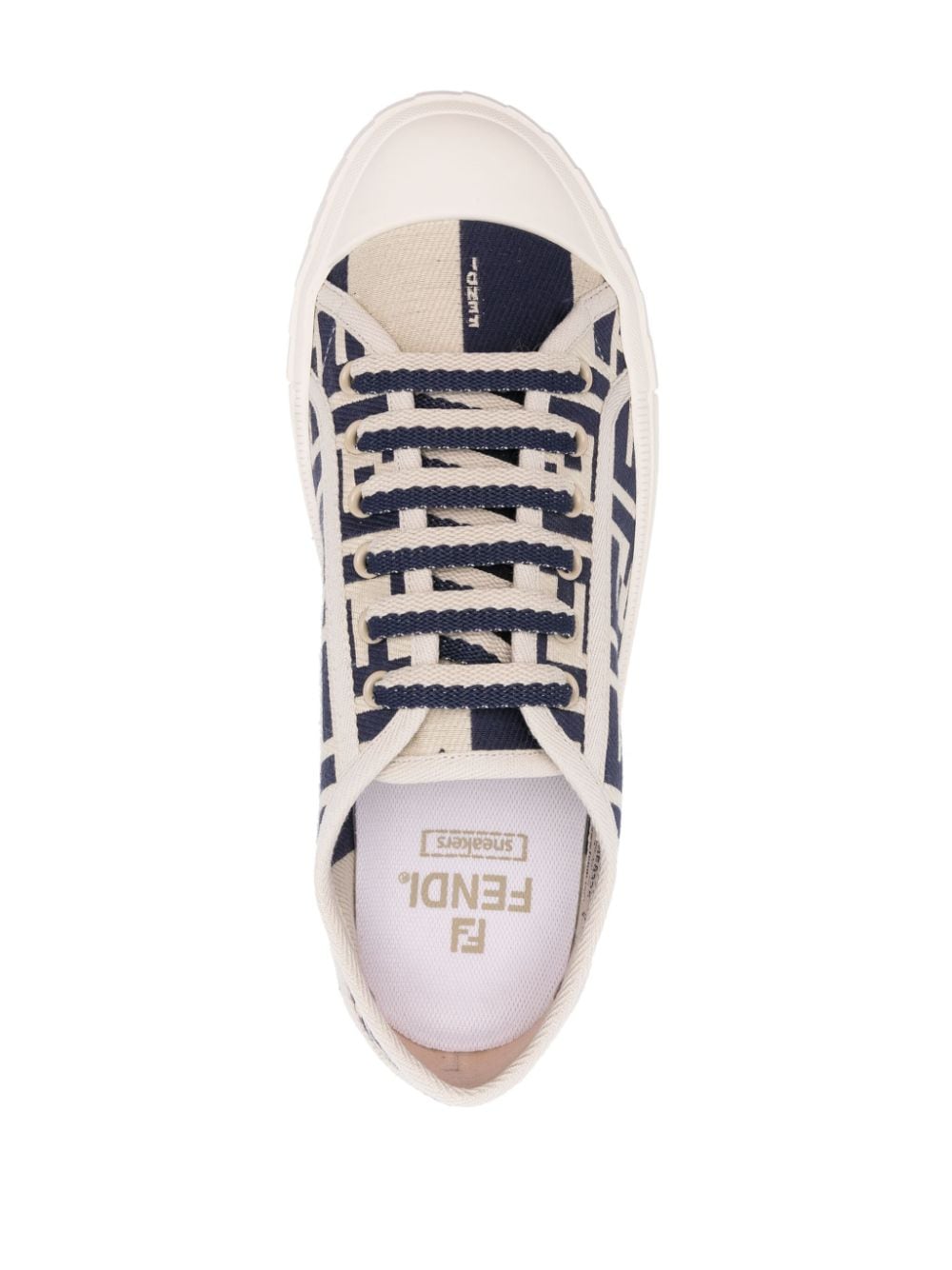 Shop Fendi Domino Canvas Sneakers In Neutrals