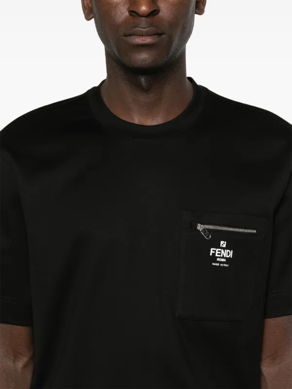 FENDI logo-print Cotton T-shirt | Black | FARFETCH