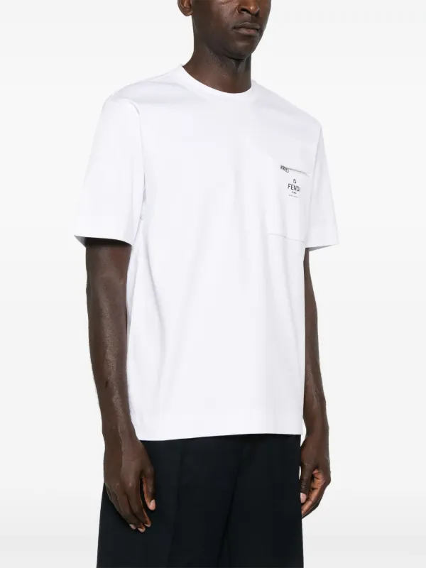 FENDI logo-print Cotton T-shirt | White | FARFETCH IN