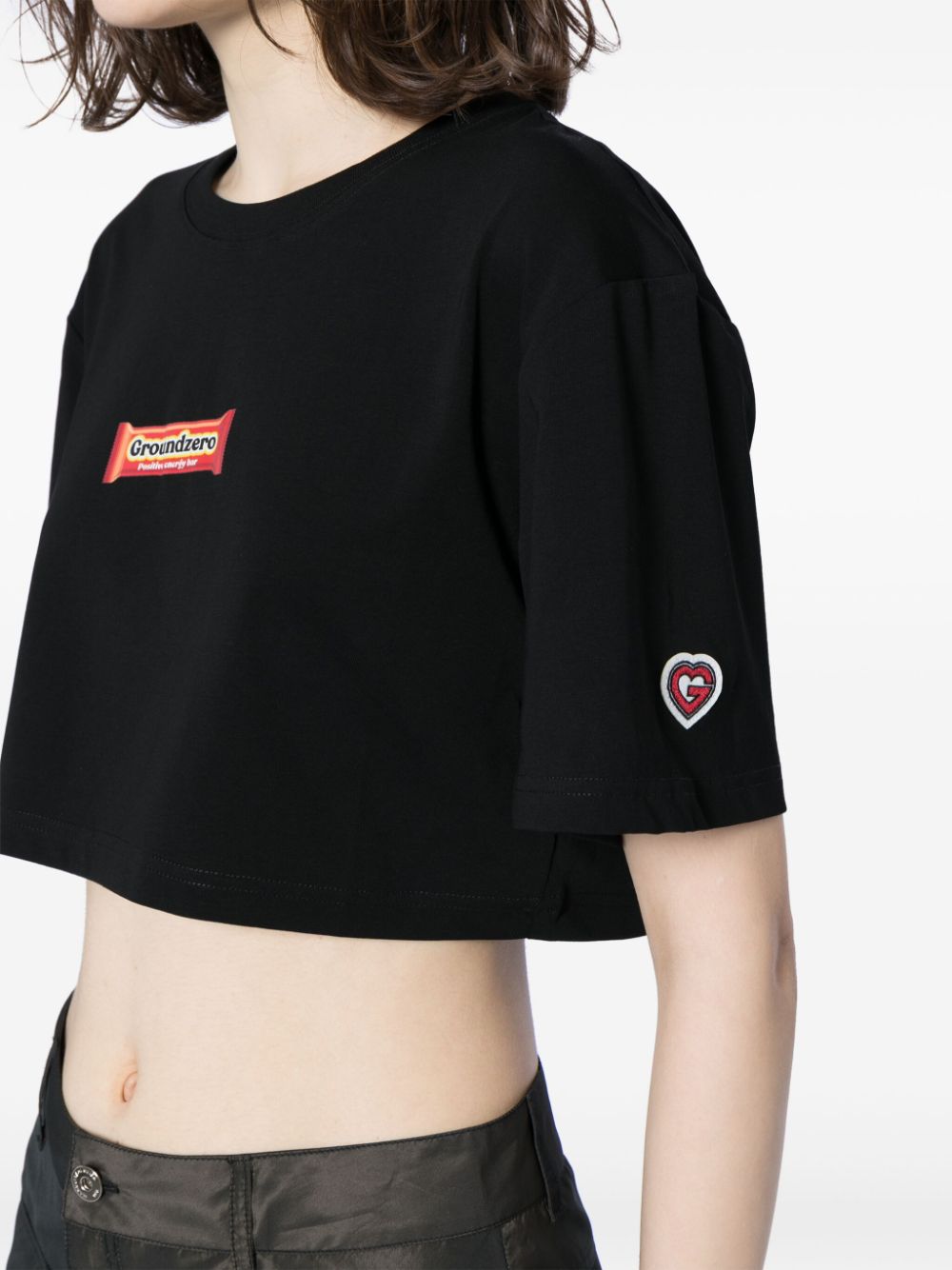 Shop Ground Zero Energy Bar Cropped T-shirt In Black