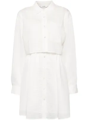 calvin klein white dress long sleeve Calvin Klein long-sleeve Belted Dress | White