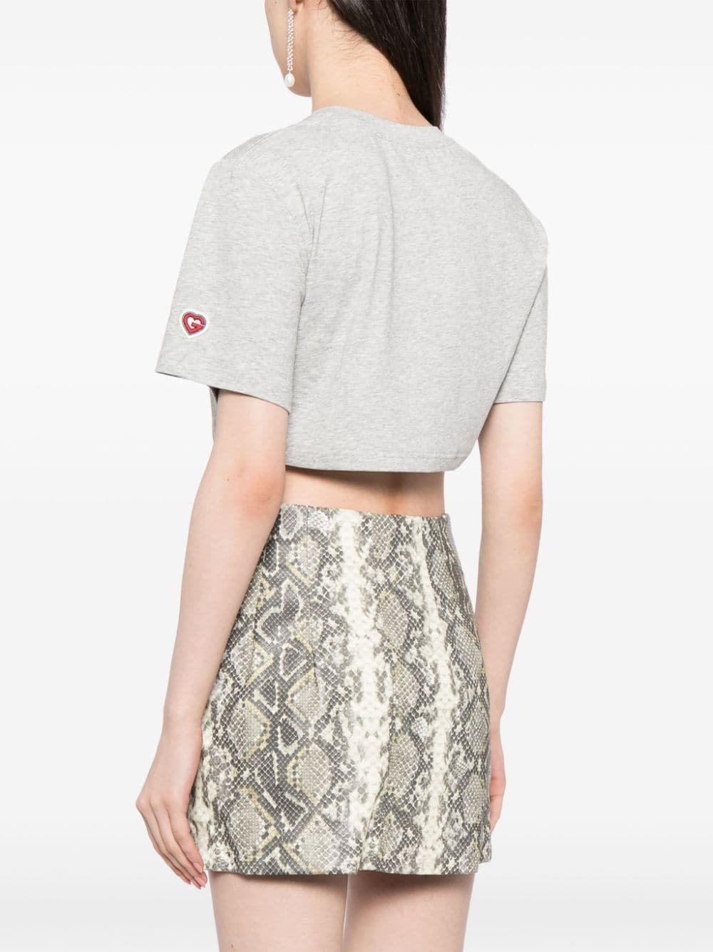 Shop Ground Zero Logo-print Cropped T-shirt In Grey