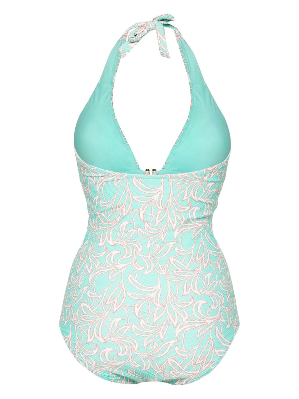 Heidi Klein Prickly pear print Halterneck Swimsuit Blue FARFETCH UK