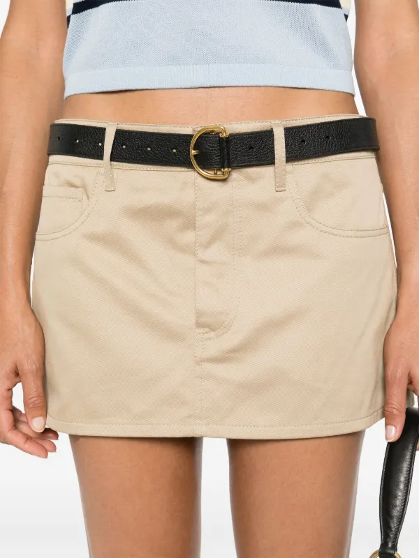 MIUMIU★素敵！Sand Beige Logo Embroidered Mini Skirt MIUMIU☆素敵！Sand Beige Logo Embroidered Mini Skirt ボトムス