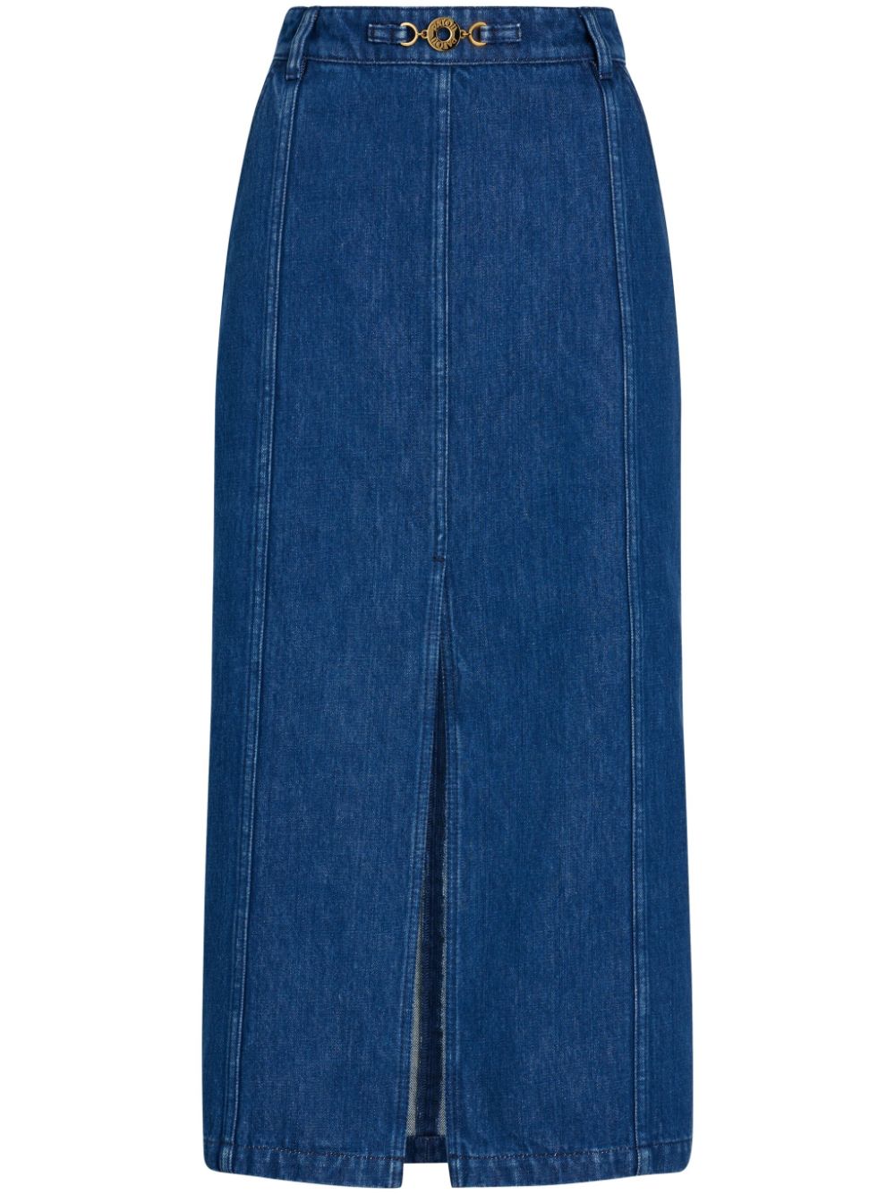 Shop Patou Slit Midi Skirt In Blue