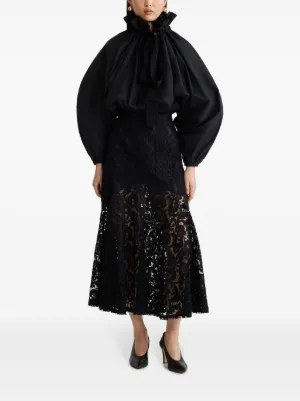 大人気Patou]ブラックロングヘア丈フレアスカート どこよりも