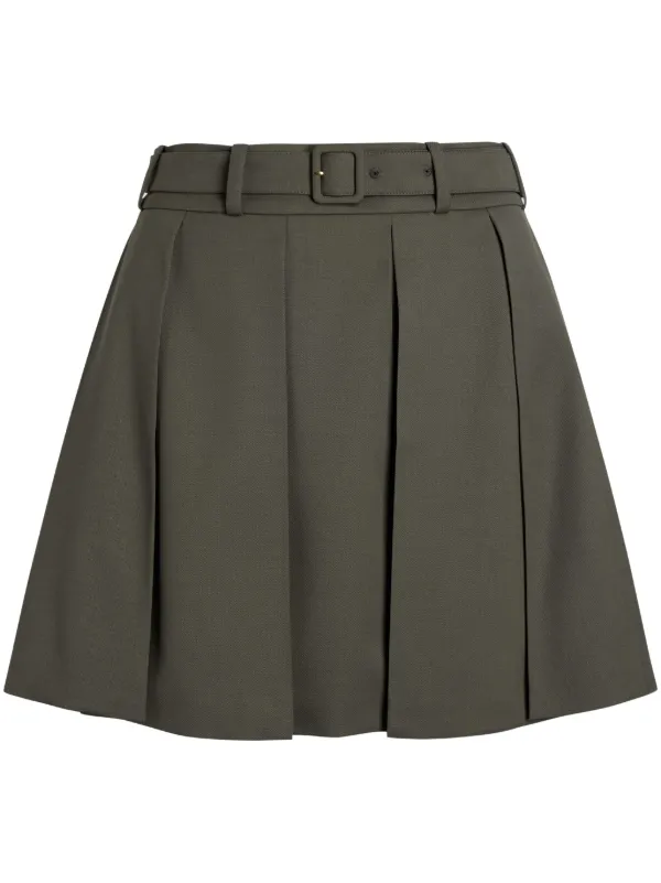 スカート PATOU Belted pleated mini skirt Patou Pleated Mini Skirt | Green | FARFETCH