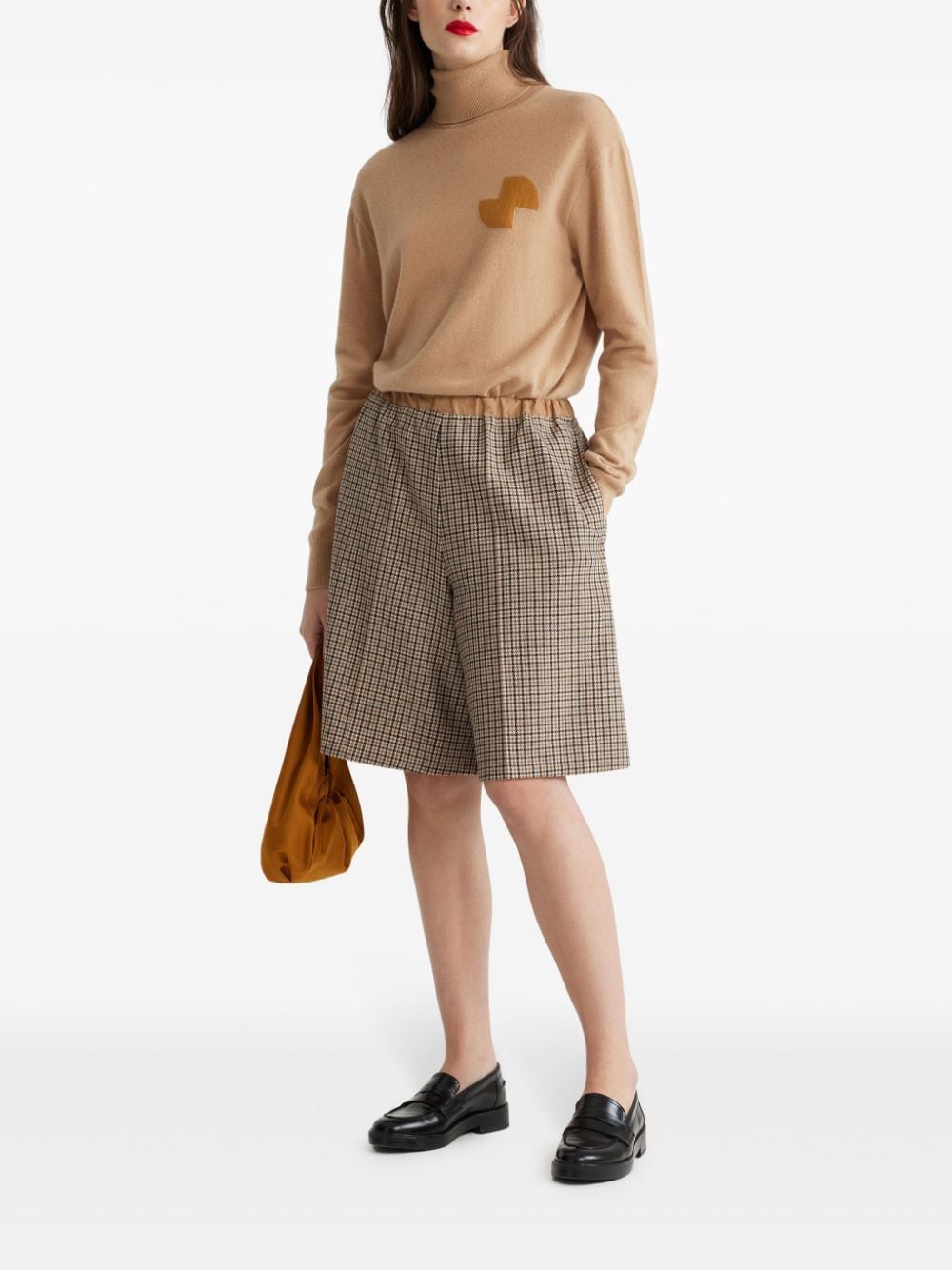 Shop Patou Houndstooth-pattern Longline Shorts In Brown