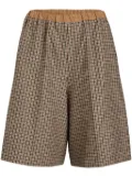Patou houndstooth-pattern longline shorts - Brown